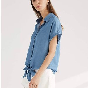 Chambray Denim Button Down Tie Top ✨